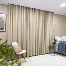Cortina Gaze de Linho Com Blackout Para Trilho Suiço Simples