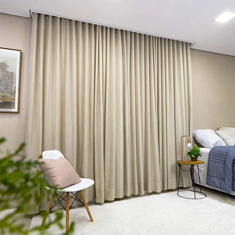 Cortina Gaze de Linho Com Blackout Para Trilho Suiço Simples
