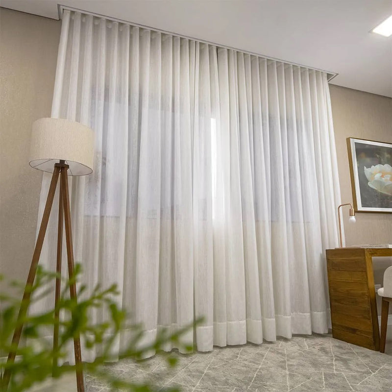 Cortina Gaze Linho Sem Forro Para Trilho Suiço Simples