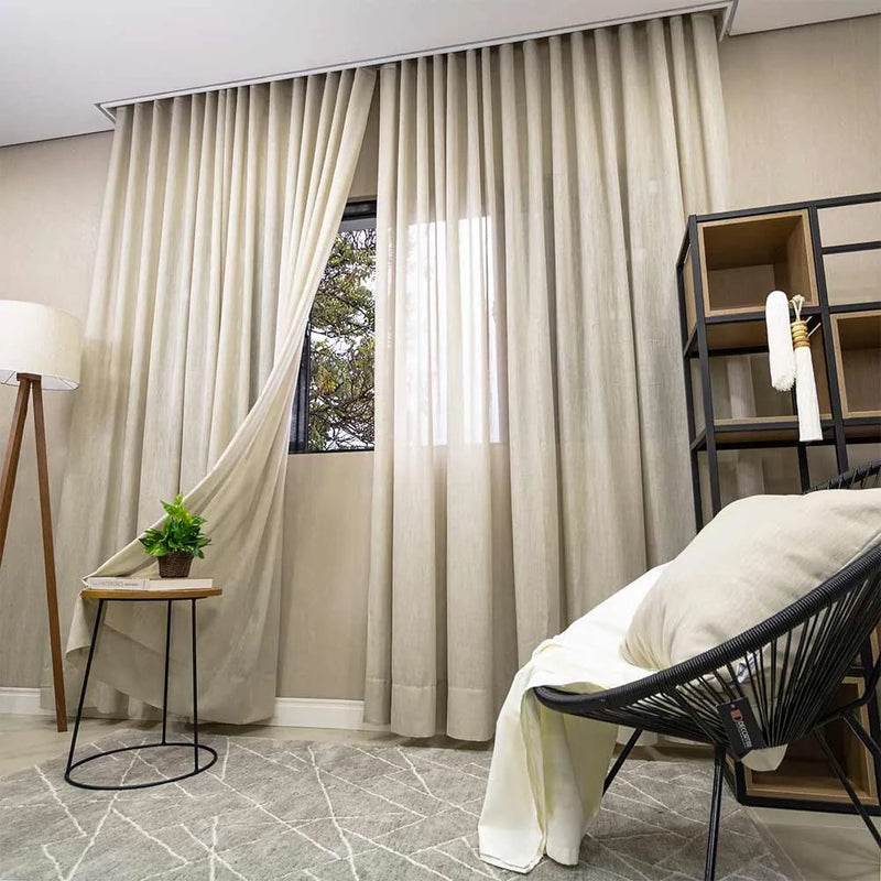 Cortina Gaze Linho Sem Forro Para Trilho Suiço Simples