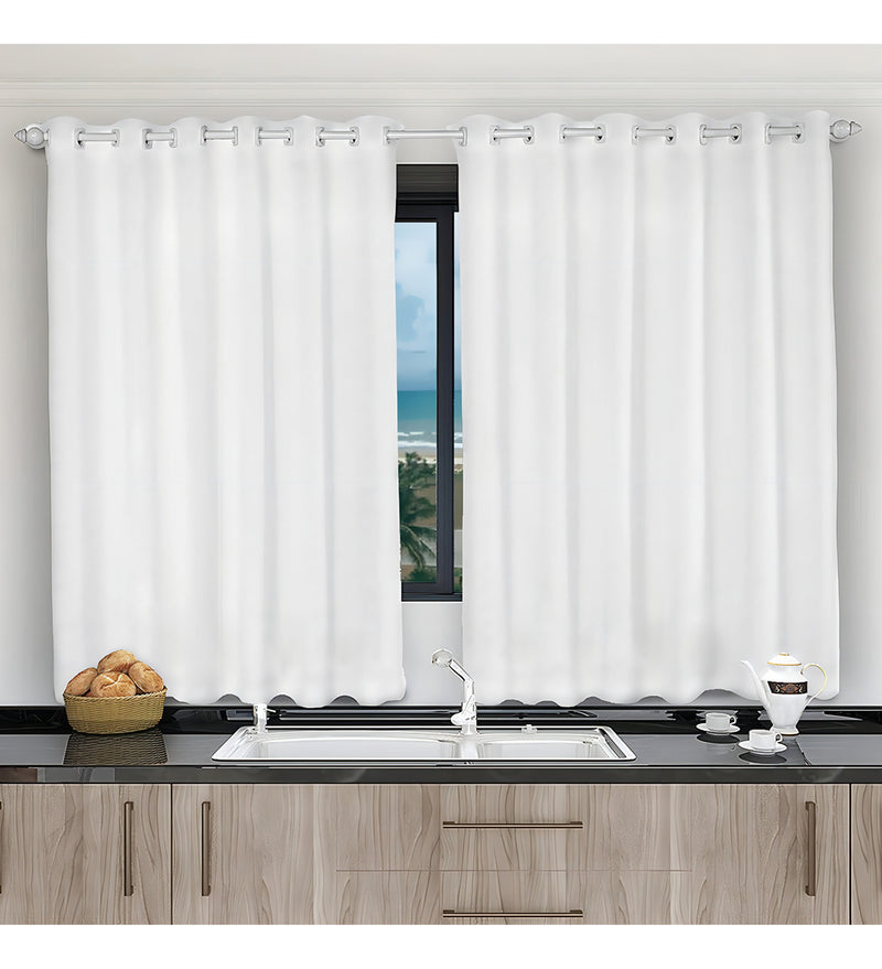 Cortina Voil Liso Branco Para Cozinha
