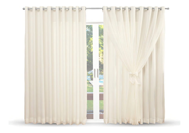 Cortina Voil Liso Com Forro Para Varão