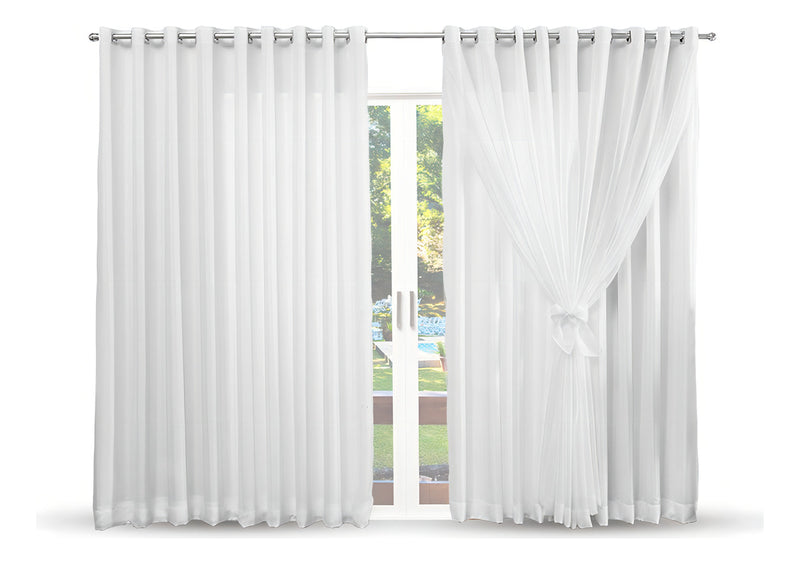 Cortina Voil Liso Com Forro Para Varão