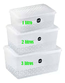 Jogo De Potes 3 Peças Uz Multiuso 3l, 2l E 1 Litros Bpa Free