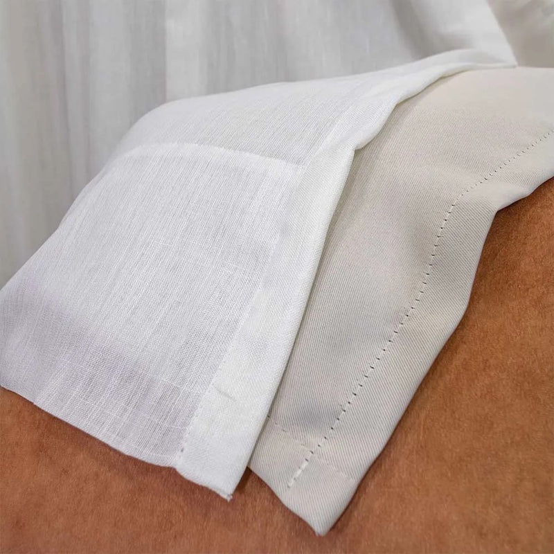 Cortina Gaze de Linho Com Blackout Para Trilho Suiço Simples