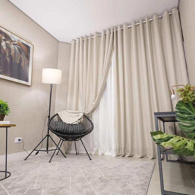 Cortina Gaze De Linho Com Forro de Microfibra Para Varão